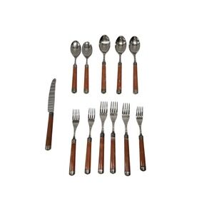 EME Flatware Napoleon 12 Pcs Stainless Brown/Silver Marbled 18/10 Italy